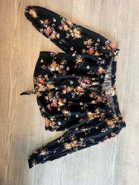 Black Floral Off-Shoulder Blouse